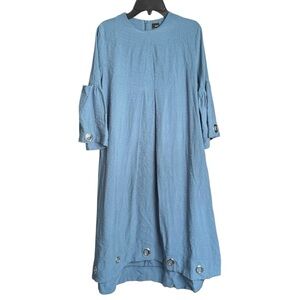 Abigail High Low Dress Teen Girls Size 18 Blue Grommet Detail Bell 3/4 Sleeve